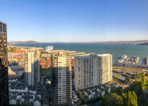 Downtown San Francisco Bay Aerial Stock Photos