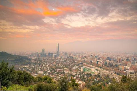 Downtown Santiago city skyline cityscape of Chile Stock Photos
