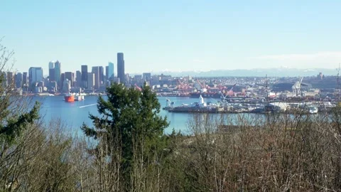 Downtown Seattle and Docks View 動画素材 154592467