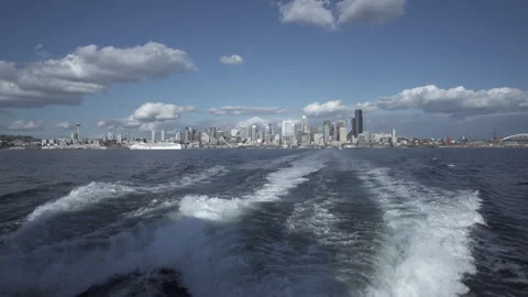 Downtown Seattle From The Back Of A Ferry Stock Footage 302770190