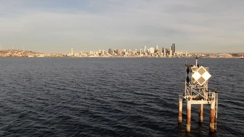 Downtown Seattle Channel Marker Stock Footage 105247154
