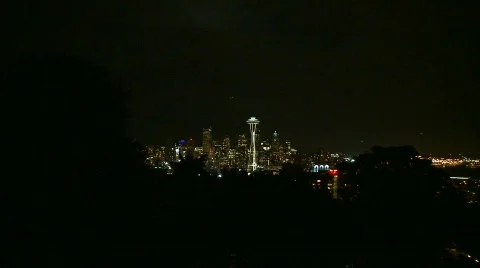 Downtown Seattle evening - medium zoom in Stock Footage