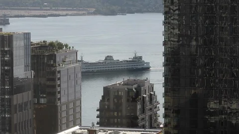 Downtown Seattle - Harbor View - Ferry Stock Footage 116753677