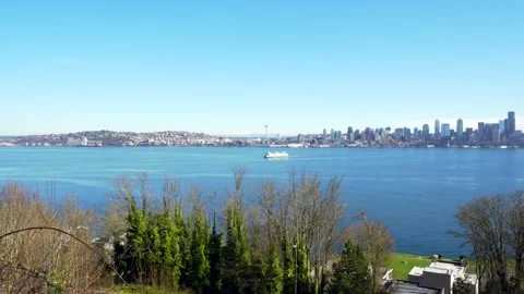 Downtown Seattle Space Needle View from West Seattle 動画素材 154592484
