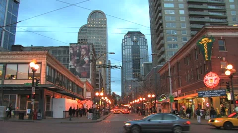 Downtown Seattle Streets Stock Footage