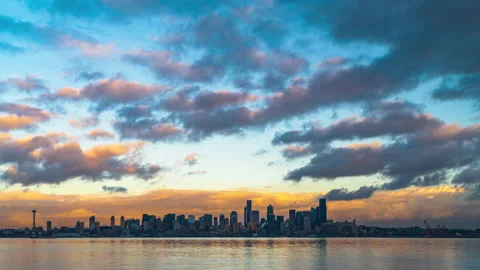 Downtown Seattle Sunset Timelapse Stock Footage 229648458