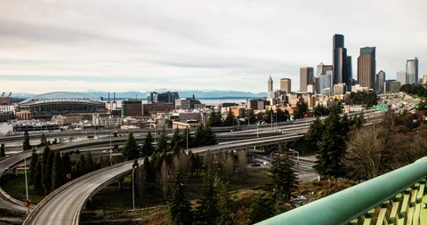 Downtown Seattle Timelapse with freeway traffic Stock-Footage 101194166