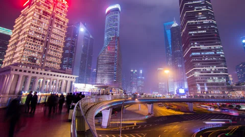 Downtown Shanghai time lapse Video stock 62516414