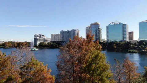 Downtown skyline and rooftops in Orlando, Florida Vídeo Stock 100174138