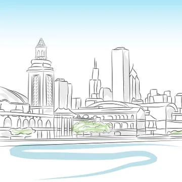 Downtown skyline of chicago Ilustración de archivo