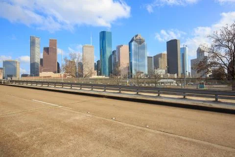Downtown skyline Houston, Texas , near Buffalo Bayou park Stock Photos