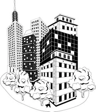 Downtown skyline Stock Illustration