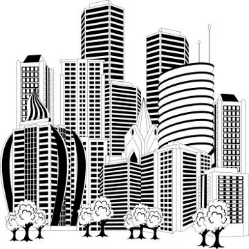 Downtown skyline Stock Illustration