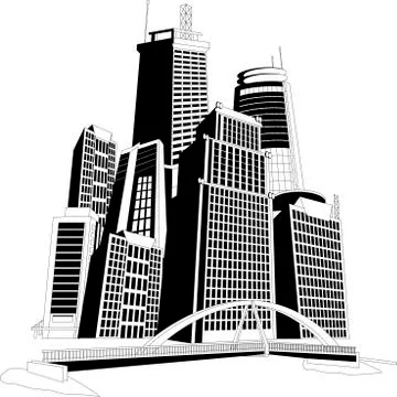Downtown skyline Stock Illustration