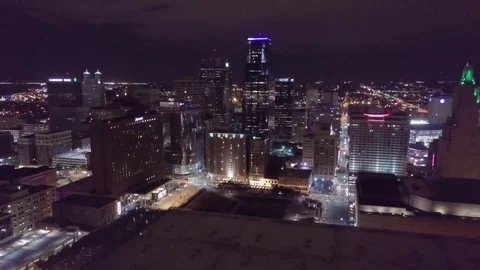 Downtown skyline at night Stock Footage 77705595
