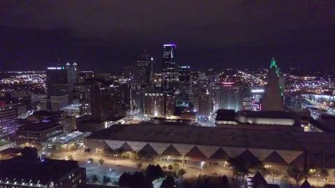 Downtown skyline at night Stock Footage 77705863
