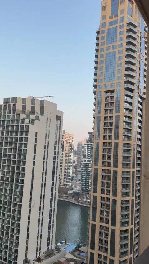Downtown Skyline View Between High Rise Buildings Stock Footage 344593514