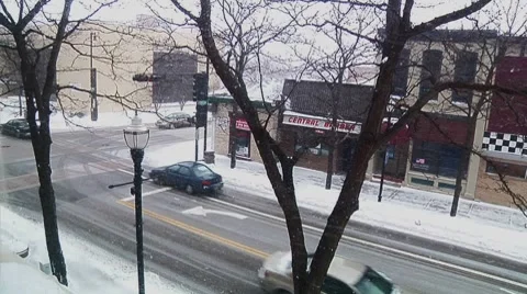 Downtown Snowstorm Stock Footage 7131475