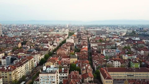 Downtown Sofia Bulgaria with amazing red roofs Stock Footage 91051731