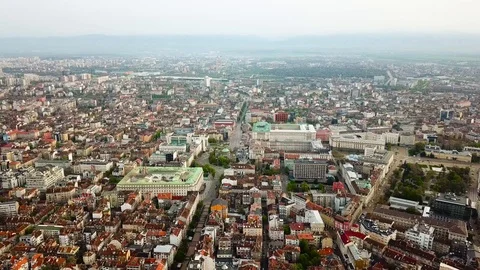 Downtown Sofia Bulgaria with amazing red roofs Stock Footage 91052016