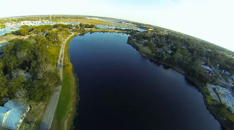 Downtown St. Augustine, FL: water flyover [Aerial] Stock Footage 37746269