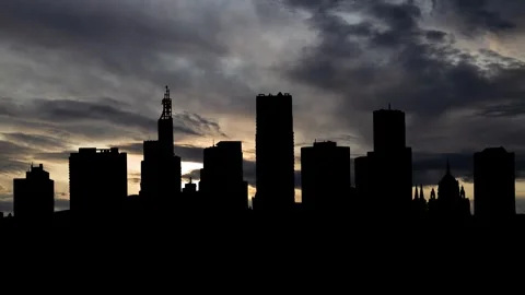 Downtown St Paul Minnesota, Time Lapse at Sunrise with Fast Clouds and Dark.. Stock Footage 263460352