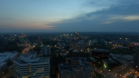 Downtown Stamford, Connecticut City Lights and Sky at Sunset Stock Footage