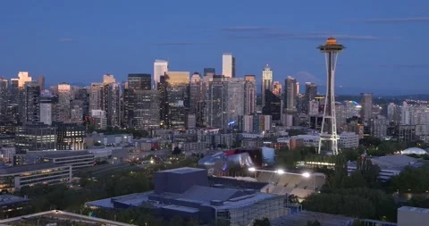 Downtown Static No Motion Seattle Washington State Drone Aerial View Stock Footage 221107947