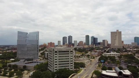 Downtown Stationary Aerial Fort Worth Super Slow Motion Stock Footage