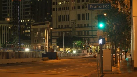 Downtown Street Stop Light Changes to Green Stock Footage 105250294