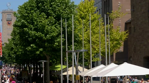 Downtown Stuttgart in Germany Stock Footage 132118750