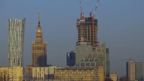 Downtown on a sunset Video stock 147888507