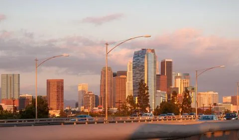 Downtown in a sunset Stock Photos