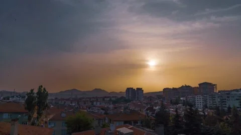 Downtown sunset with timelapse. Stock Footage 145347072