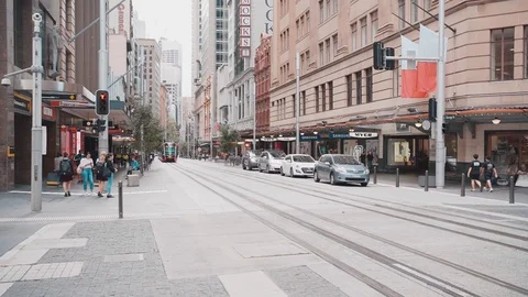 Downtown of Sydney  is empty of people Stock Footage 129234793