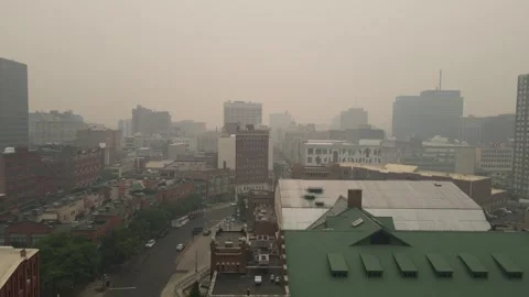 Downtown Syracuse During Wild Fires Stock Footage 243263443