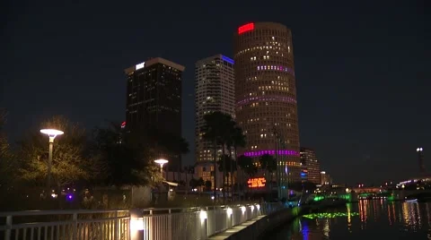 Downtown Tampa at Night Stock Video Pond5