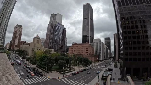 Downtown time-lapse intersection in Action Video stock 239191865