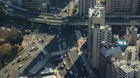Downtown Tokyo Intersection Timelapse 24FPS Stock Footage 71705189