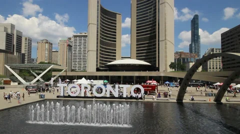 Downtown Toronto at Nathans Phillips Square Video stock 65505065
