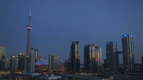 Downtown Toronto at Night Stock Footage 73183080