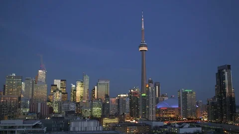 Downtown Toronto at Night Stock Footage 73183082