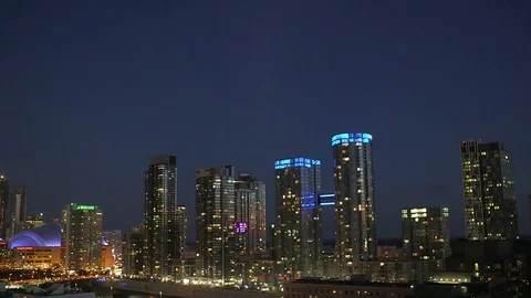 Downtown Toronto at Night Stock Footage 73183084