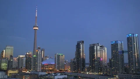 Downtown Toronto at Night Stock Footage 73183085