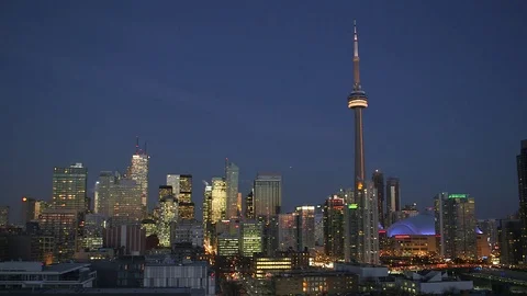 Downtown Toronto at Night Stock Footage 73183086