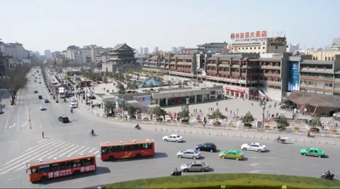 Downtown Traffic in china Stock Footage 906435