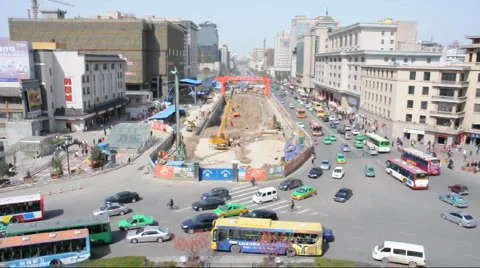 Downtown Traffic in china Stock Footage 906775