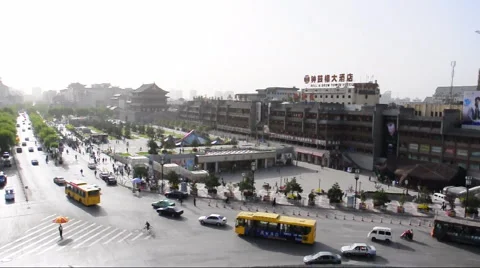 Downtown Traffic in china Stock Footage 908321