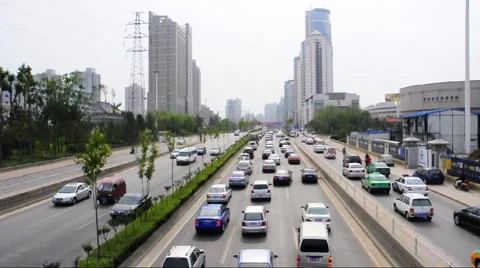 Downtown Traffic in china Stock Footage 908712