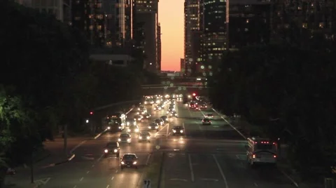  DOWNTOWN TRAFFIC AT DUSK A2 Video stock 925413